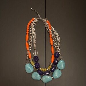 Colorful Beaded Necklace with Silver Accents